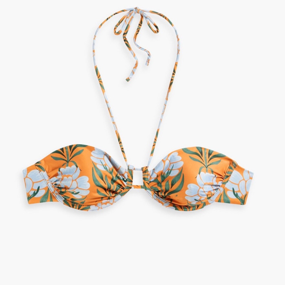 NWT AGUA BY AGUA  Bronce Semilla Otono Floral Print halter underwire bikini top